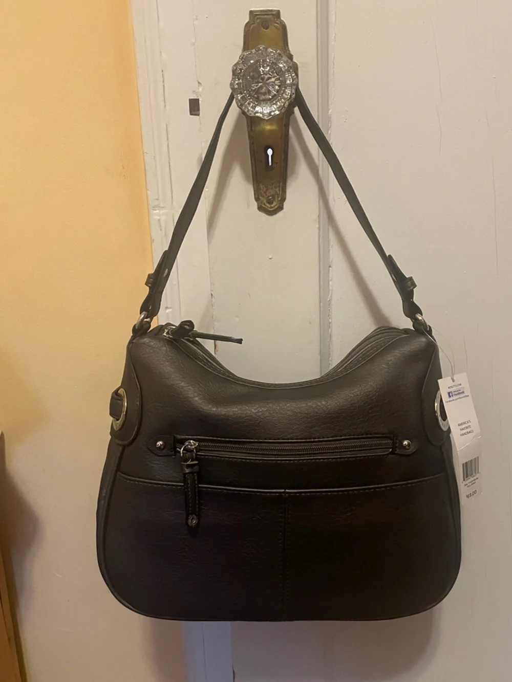 Rossetti dark grey / black faux leather hobo Shoulder Bag - NWT